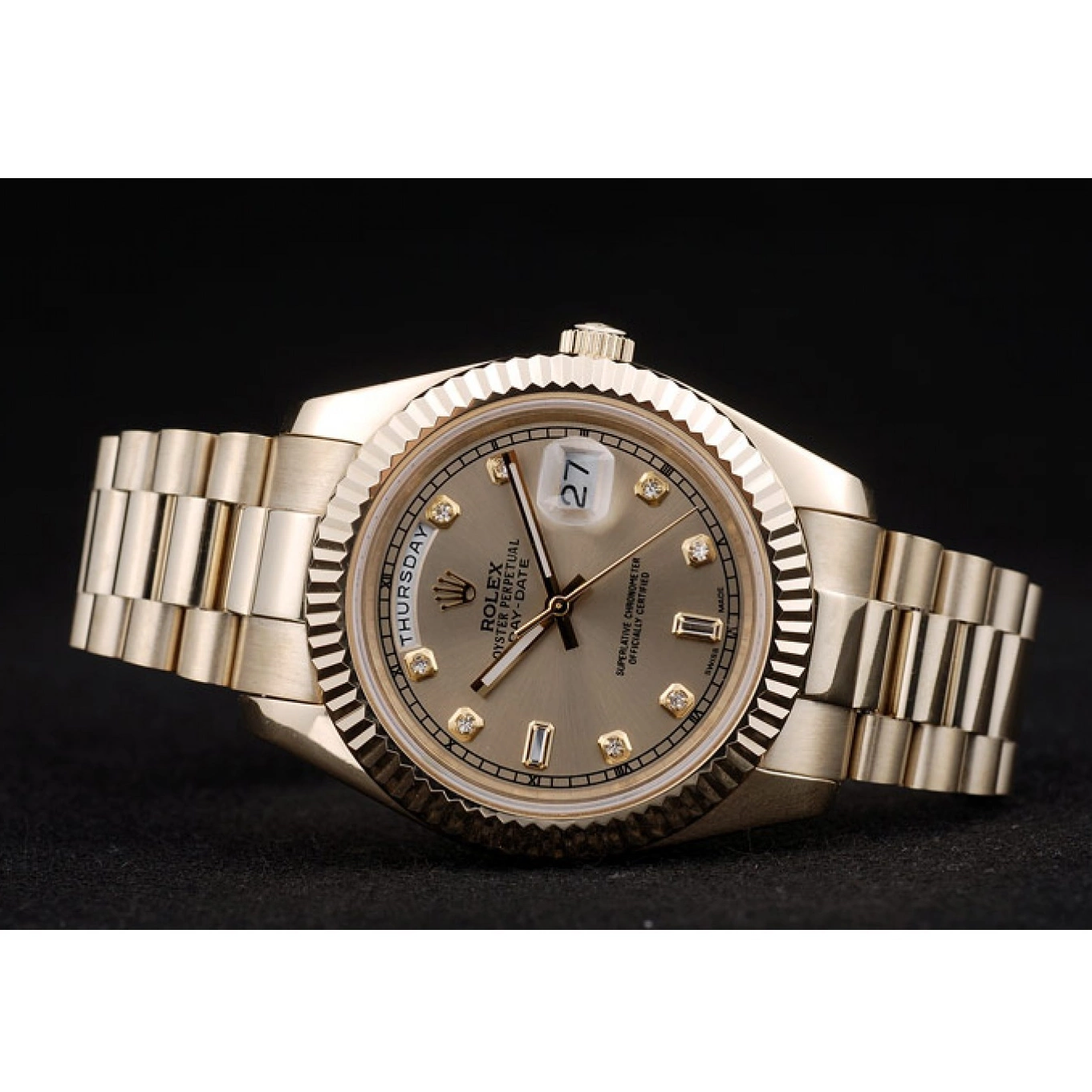 Good copy rolex watches Bezel Gold Rolex DayDate Gold Ribbed Swiss Stainless 41997 Dial Steel 0724